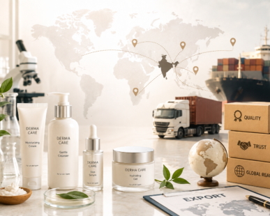 Indian skincare products export from India with Truviska manufacturing and global supply chain